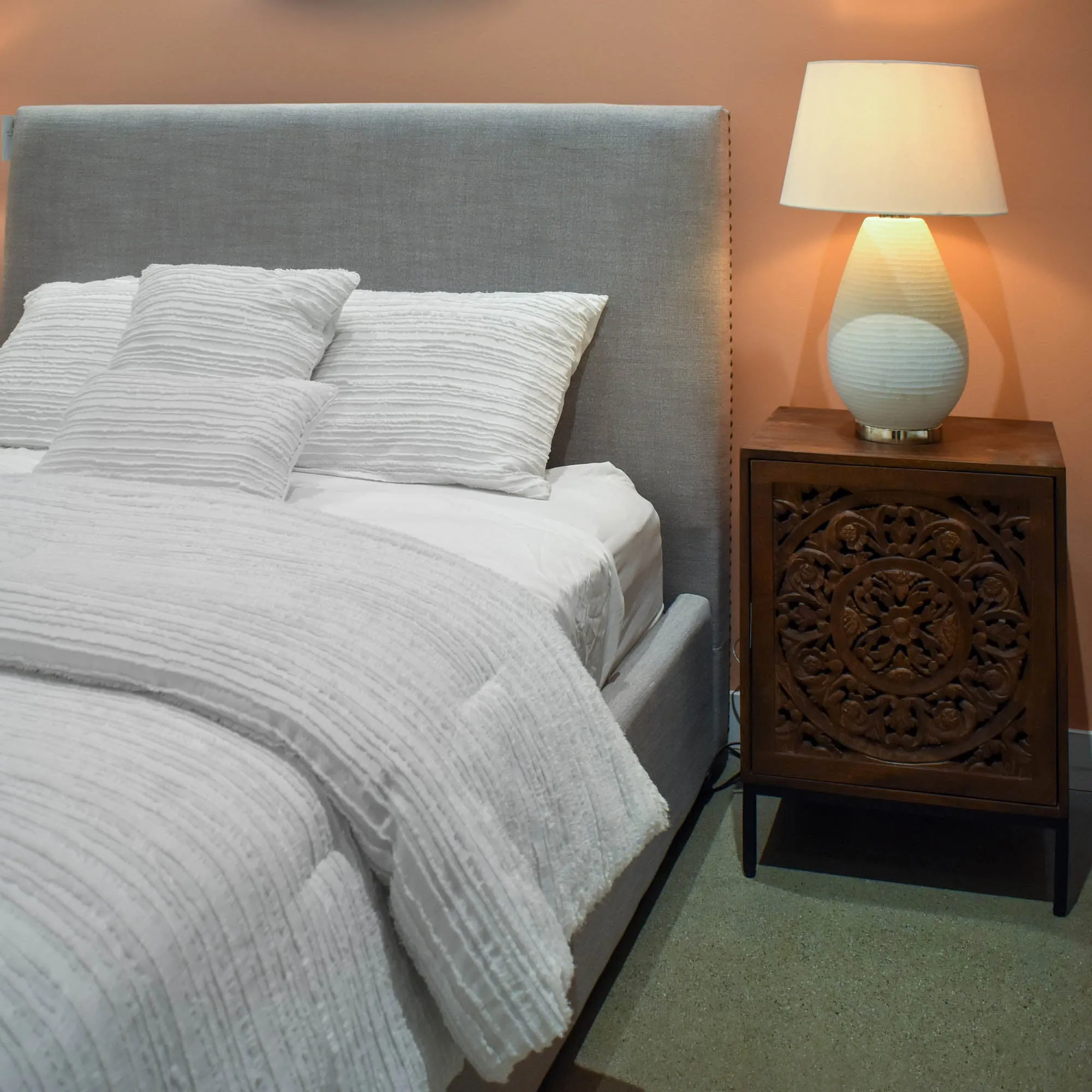 Finlay Storage Queen Bed - Dovetail Grey Linen