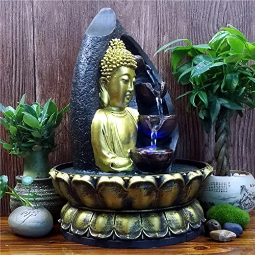 LOSA Buddha Water Fountain Waterfall with Circular Water Flow Relaxing Office