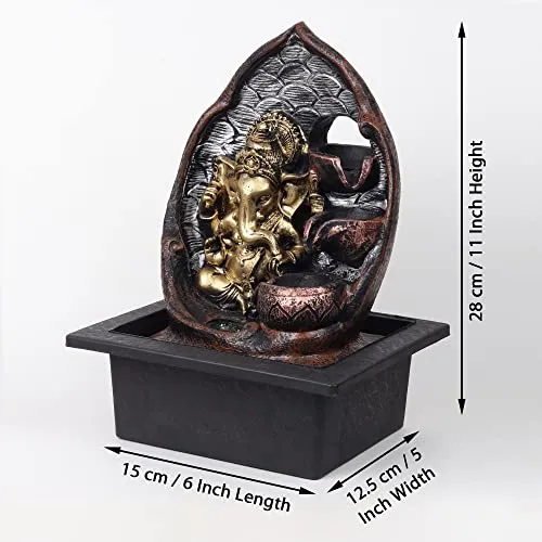VIVARS Lord Ganesha Ganpati Statue Tabletop Decorative Water Fountain Waterfall Showpiece for Home Indoor Outdoor Garden Decoration House Warming Gift