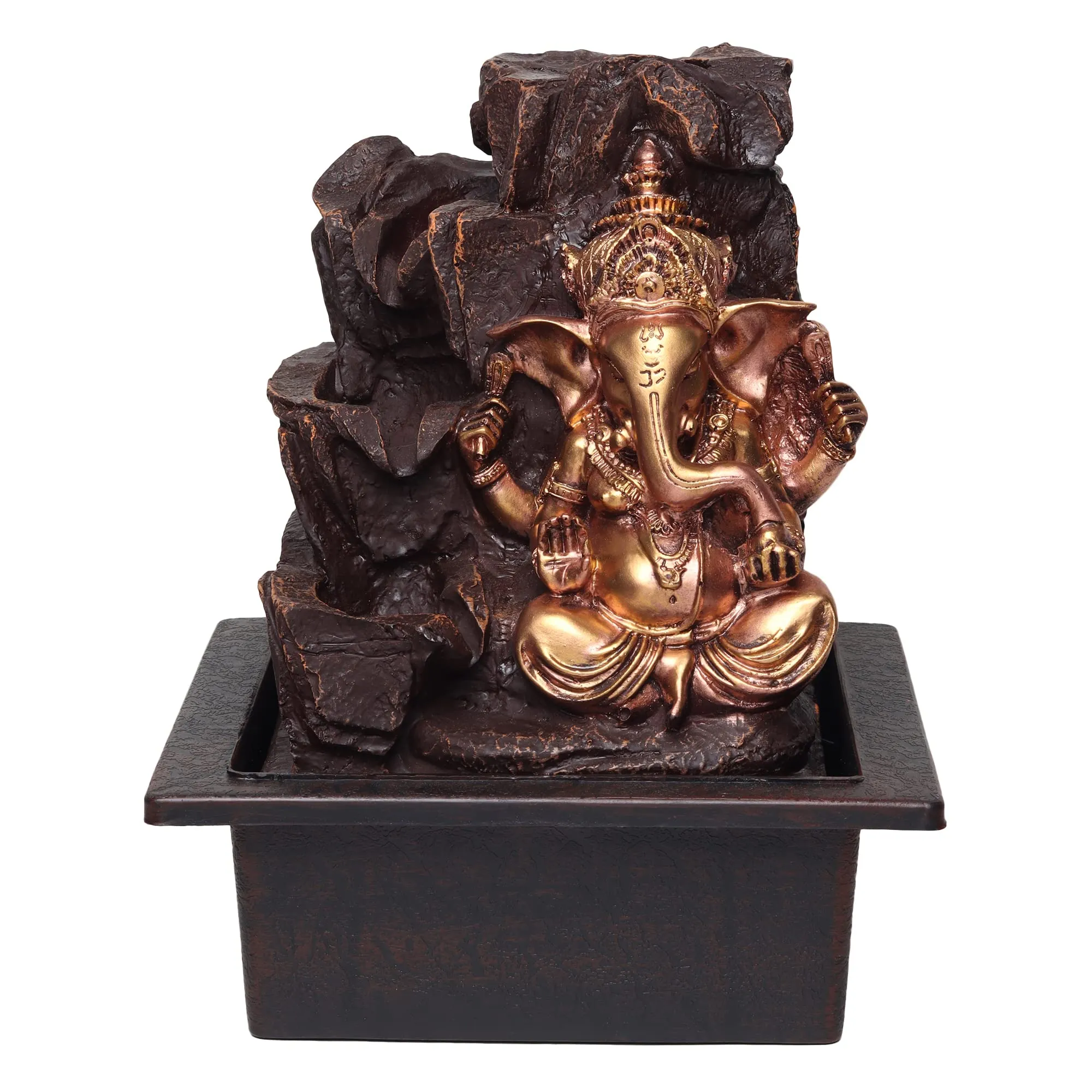 VIVARS Lord Ganesha Ji Tabletop Water Fountain, Environmental Resin Indoor Fountain, Desktop Fountain, Indoor Waterfall Feature with Light for Home Office Decor Relaxation (Lord Ganesha Ji-1)