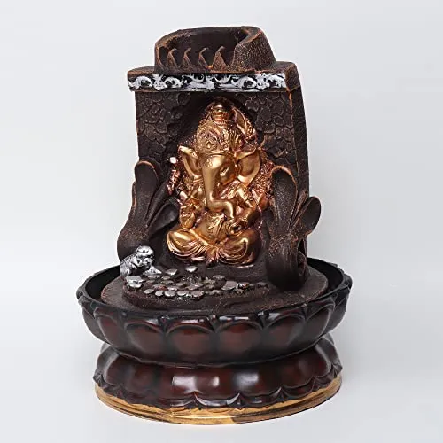 VIVARS Lord Ganesha Tabletop Water Fountain with LED Light Indoor Waterfall Feature for Home Decor Relaxation