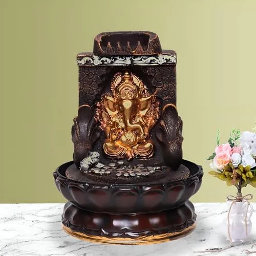 VIVARS Lord Ganesha Tabletop Water Fountain with LED Light Indoor Waterfall Feature for Home Decor Relaxation